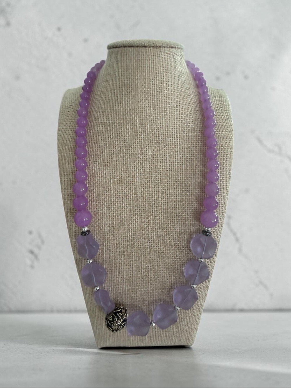 Lavender Beaded Statement Necklace
